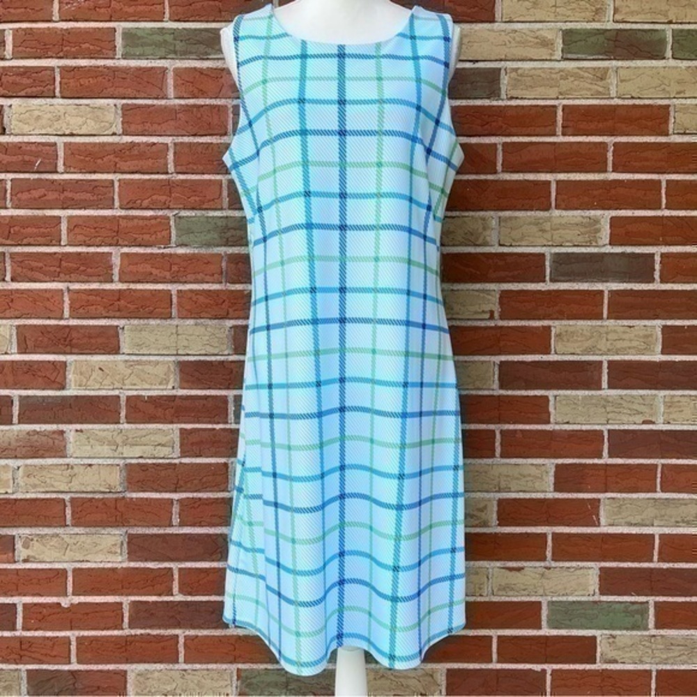 Jude Connally Beth Seaside Plaid NWT Sleeveless Blue White Green Sheath Dress 👗